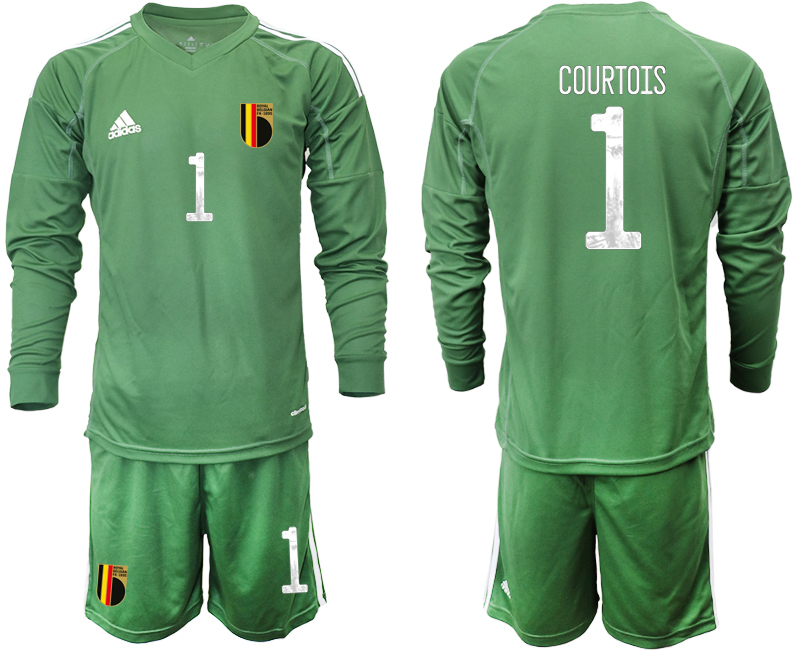 Cheap Men 2021 European Cup Belgium green Long sleeve goalkeeper 1 Soccer Jersey3